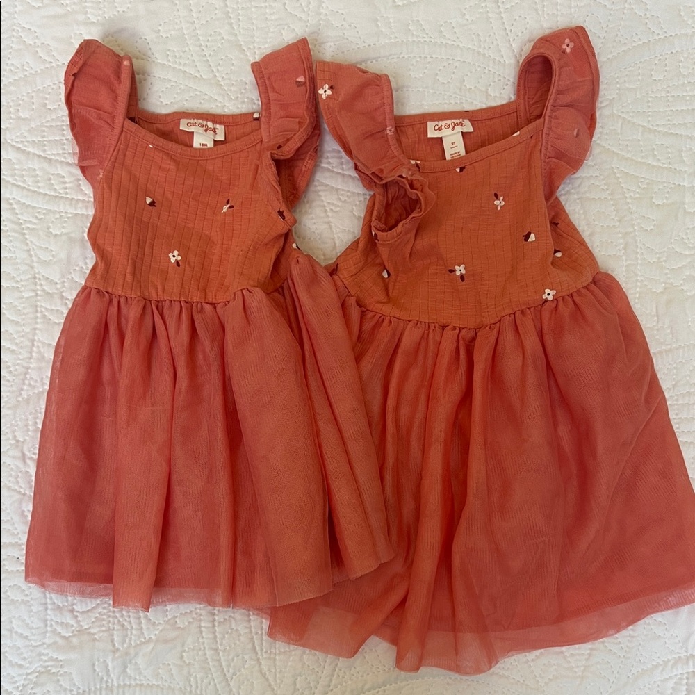 Sister set Cat & Jack Peach floral dresses